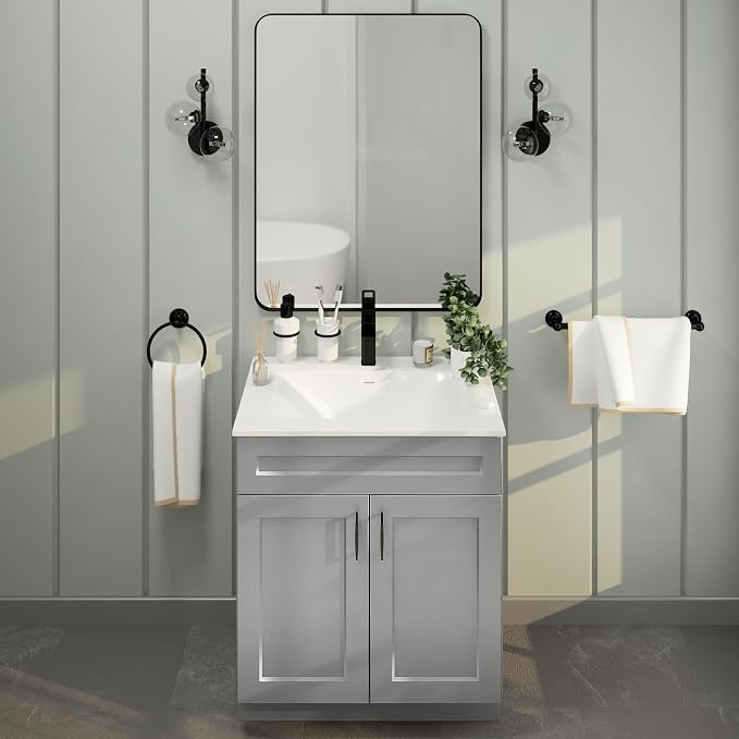 Bathroom Vanity Sink Base Ready-to-Assemble Bathroom Cabinet 24"/30'/36" Width (Vanity Base in Light Grey Shaker, 30 inch)