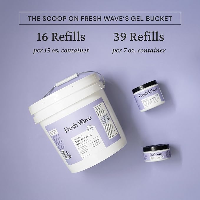 Fresh Wave Odor Eliminator Gel Bucket, 248 oz. Lavender Refill | EPA Safer Choice rated, No parabens or harsh chemicals, Refills up to 16 large gel jars, Pet-safe room deodorizer