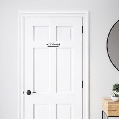 Franklin Brass Derby Bathroom Door Sign Metal Interior Door Plaque in Matte Black HHIDPB-MB-U