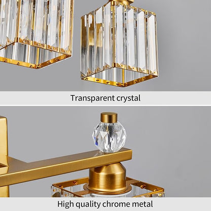 Bathroom Vanity Lights 3-Light Modern Crystal Vanity Light Gold Bathroom Light Fixtures Over Mirror Crystal Bathroom Vanity Lighting Fixtures