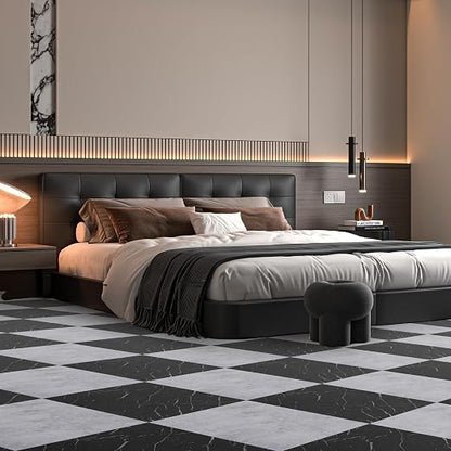 VallisCo 30-Piece Peel and Stick Floor Tiles, 12x12 Covers 30 Sq. Ft. Waterproof Vinyl Flooring, Renter-Friendly Self-Adhesive Floor Stickers for Kitchen, Bathroom, RV, Basement & Home DIY Dark Gray