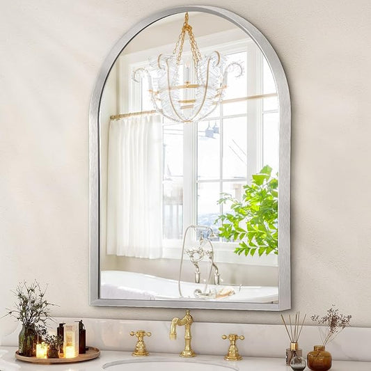 Arched Mirrors for Wall, 16"x12" Arch Bathroom Mirror, for Entryway Living Room Vanity Bedroom Mantel Hallways Home Decor Aluminum Alloy Frame