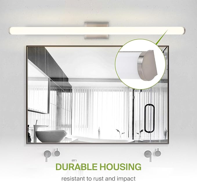 ASD 48" LED Linear Vanity Light Fixture, Modern Bathroom Sconce — 3 Color 3000K-5000K, Dimmable, 35W 3800LM, Energy Star & ETL Listed — Over Mirror Makeup Slim Bar for Bedroom, Cabinets — Nickel