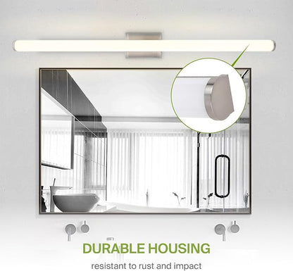 ASD 48" LED Linear Vanity Light Fixture, Modern Bathroom Sconce — 3 Color 3000K-5000K, Dimmable, 35W 3800LM, Energy Star & ETL Listed — Over Mirror Makeup Slim Bar for Bedroom, Cabinets — Nickel