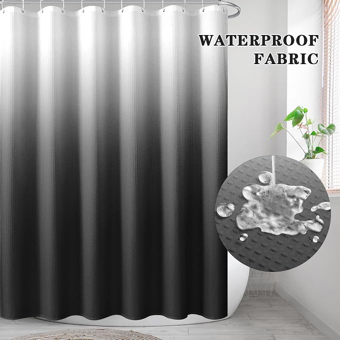Shower Curtain Set, for Bathroom Decor 72" x 72", Modern Gradient | Ombre Waffle Textured Waffle Textured Cloth Waterproof Matching Window Shower Curtain 36 x 30 Inches