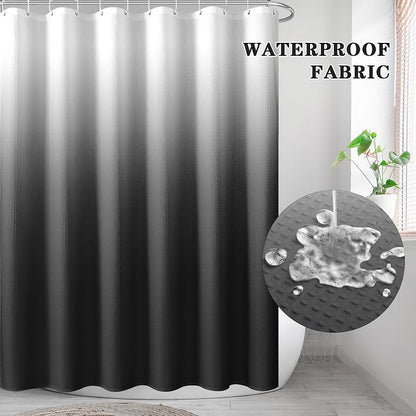 Shower Curtain Set, for Bathroom Decor 72" x 72", Modern Gradient | Ombre Waffle Textured Waffle Textured Cloth Waterproof Matching Window Shower Curtain 36 x 30 Inches