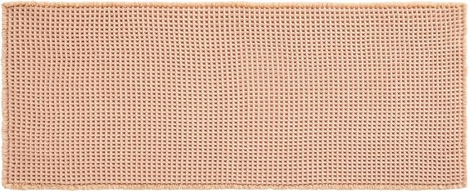 TYUU Waffle Bath Mat, Boho Bathroom Rugs Non Slip, 48x24 Light Peach | Super Absorbent Quick Dry Bath Rug, Non-Slip Backing, Soft Waffle Washable Farmhouse Bathroom Mats, Tub, Shower & Home Decor