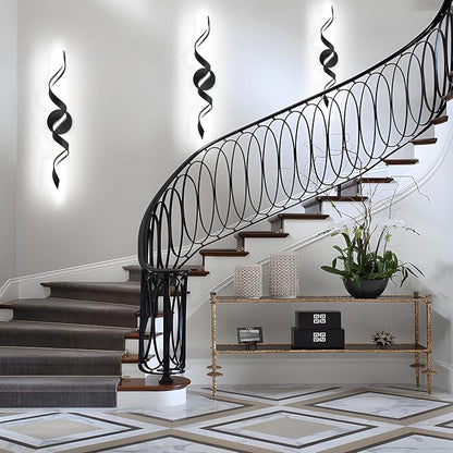 Modern LED Bathroom Vanity Lights, 24inch Dimmable Black Bathroom Lighting Fixture Over Mirror 15W Spiral Design LED Wall Light Fixtures 6000K