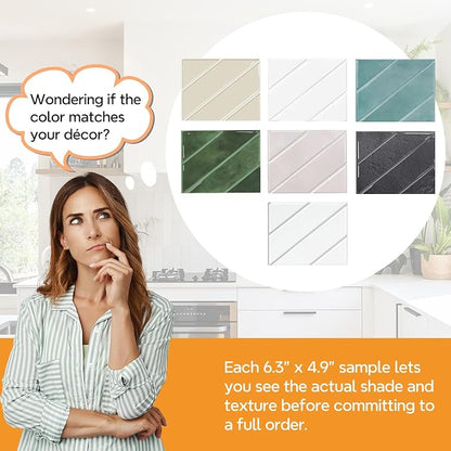 STICKGOO Herringbone Peel and Stick Backsplash Sample Kit, 6.3 x 4.9 in | Quarter-Size Color Samples, Preview the Look and Feel Before Buying, Multiple Colors, Thicker Vinyl, Kitchen/Bathroom