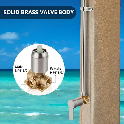 Outdoor Shower Kit,Outside Shower with Single Handle,Brushed Nickel | Hot and Cold Outdoor Shower Fixtures,Stainless Steel,with Rotatable Shower Head,Easy Installation