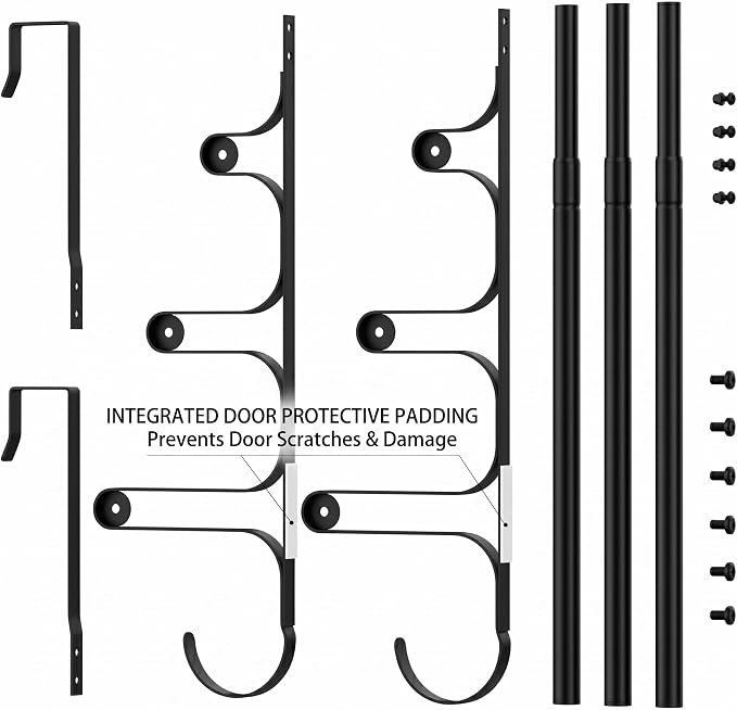 CANYAVE Over The Door Towel Rack, Over Door Towel Rack for Bathroom Door, Triple Towel Storage Holder with Hooks (Matte Black)