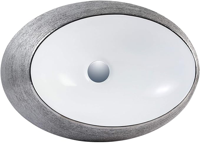 Fine Fixtures Luxury Brushed Silver 20 x 15 Inch Bathroom Sink - Elegant Vessel Sink for Modern Bathrooms, Premium Bathroom Sinks Design for a Sophisticated Touch, Ideal for Home Renovations
