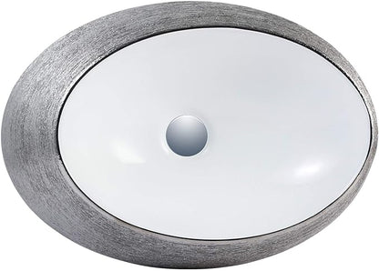 Fine Fixtures Luxury Brushed Silver 20 x 15 Inch Bathroom Sink - Elegant Vessel Sink for Modern Bathrooms, Premium Bathroom Sinks Design for a Sophisticated Touch, Ideal for Home Renovations