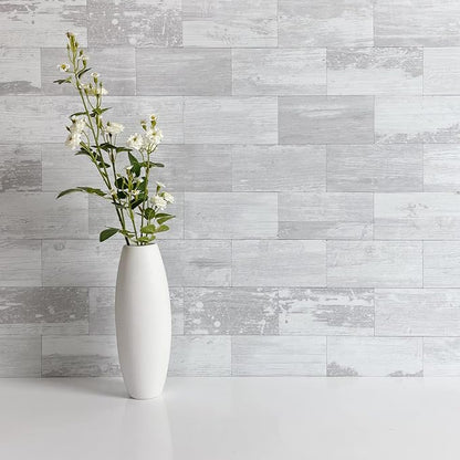AULIGET 100 Piece Peel and Stick Backsplash PVC Tile, 3 Inch x 6 Inch White Birch Stick on Wall Tiles for Backsplash Kitchen, Bathroom, Laundry Room, Camper, Fireplace