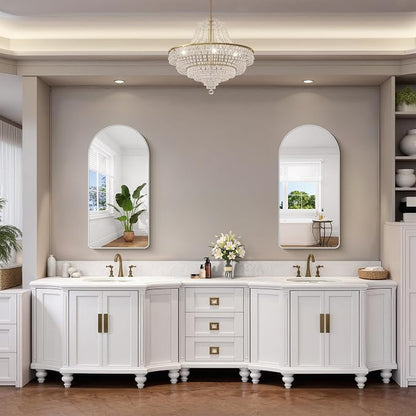FORBATH Arched Bathroom Mirror 20x40 Inch, Silver Bathroom Mirror Wall Mounted Modern Aluminum Alloy Frame Arch Mirror for Bedroom Living Room Entryway, Hanging or Leaning Against Wall