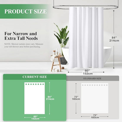 Stall Waffle Shower Curtain 256 GSM Heavy Fabric 60x84 White | 60 x 84 Inch Long, Thick Cloth, Weighted Hem, Water Repellent, Hotel Luxury Polyester Shower Curtain Set for Bathroom 10 Hook