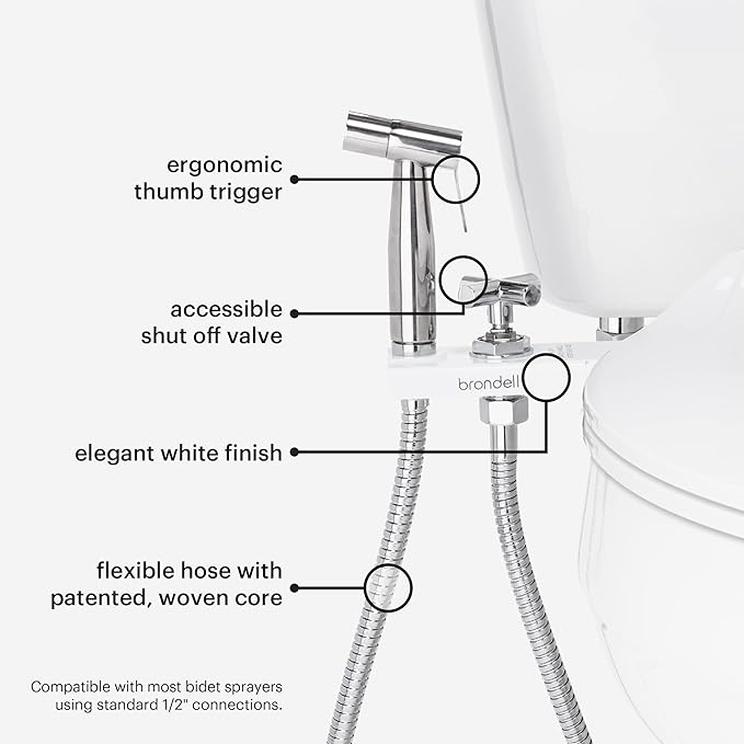 Brondell Bidet - CleanSpa Luxury Hand-Held Bidet and Mounted Holster with Integrated Shut Off in White