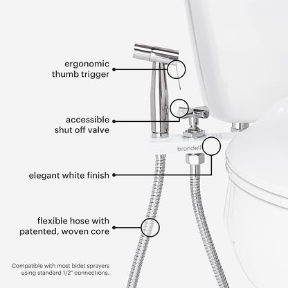 Brondell Bidet - CleanSpa Luxury Hand-Held Bidet and Mounted Holster with Integrated Shut Off in White