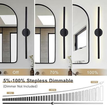 Matte Black Bathroom Light Fixtures Over Mirror 30 Inch, 20W 360° Rotatable Dimmable 4000K Led Vanity Light Bar, Modern Bathroom Vanity Lights Above Mirror
