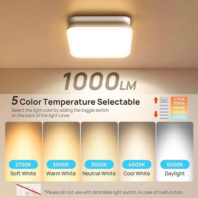 Consciot Bathroom Exhaust Fan with Light, 50 CFM, 1.0 Sone Super Quiet, 1000Lm LED Light, 2700K-5000K 5 Color Selectable & Nightlight, 16W Bath Fan Light Combo
