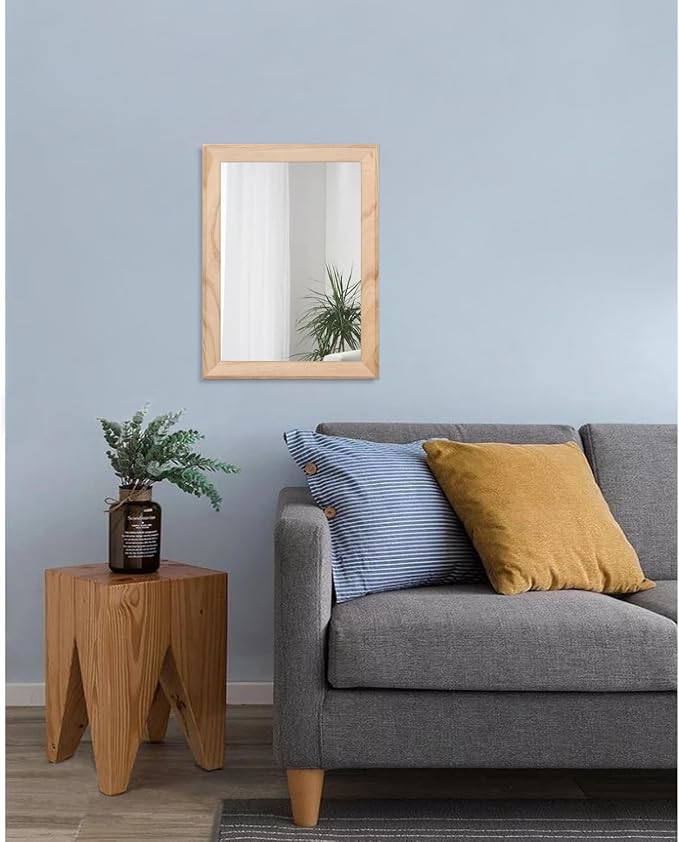 AAZZKANG Rustic Mirrors for Wall Rectangle Wood Frame Mirror Decorative for Farmhouse Bedroom Bathroom Living Room Small
