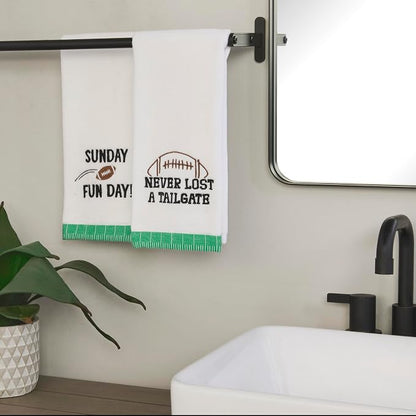 SKL Home Never Lost A Tailgate 2pc Hand Towel Set for Bath/Kitchen, Optic White