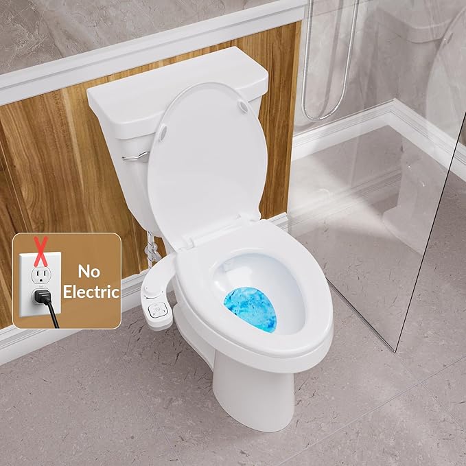 Bidet Toilet Seat Non-Electric,Fits Elongated Toilets - Soft Close Lid,Quick-Release for Easy Cleaning - Dual Nozzle System with Self Cleaning,Adjustable Water Pressure
