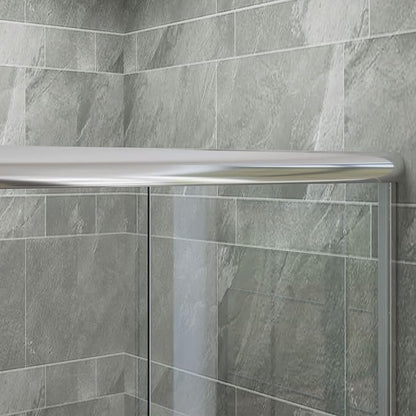 SUNNY SHOWER Semi-Frameless Shower Doors 1/4" (6mm) Glass Sliding Shower Enclosure 54" W x 72" H Shower Glass Door Brushed Nickel Finish