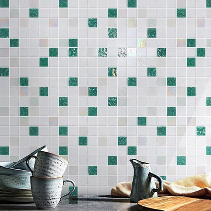 11.5 sq.ft Noctilucent Glass Mosaic Tile for Pool, Bathroom, Outdoors | Waterproof Wall & Floor Tile. Heat & frost resistant Kitchen. Mesh-mounted easy install. Use any grout. Easy clean. 10pcs.