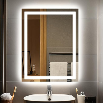 28x36 Inch LED Bathroom Mirror with Lights, Anti-Fog, Dimmable | Backlit & Front Lit Lighted Vanity Mirror for Wall, Smart Mirror with Memory Function, Shatterproof Tempered Glass