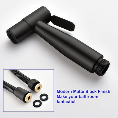 Handheld Bidet Sprayer for Toilet, Stainless Steel Baby Cloth Diaper Sprayer Kit, Bathroom Toilet Bidet Attachment Set for Bathing Pets Feminine Hygiene, Matte Black BDS01-7