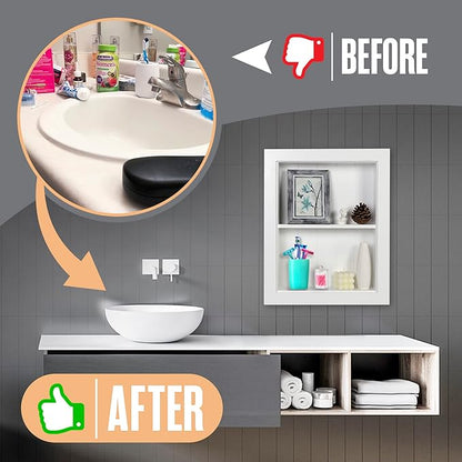 Houseables Recessed Medicine Cabinet, Recessed Wall Niche, Medicine Cabinet Insert, Bathroom Niche, In Wall Shelf, Insert for Drywall, Between Studs Shelf Replacement, Without No Mirror, 14x18 (16x20)