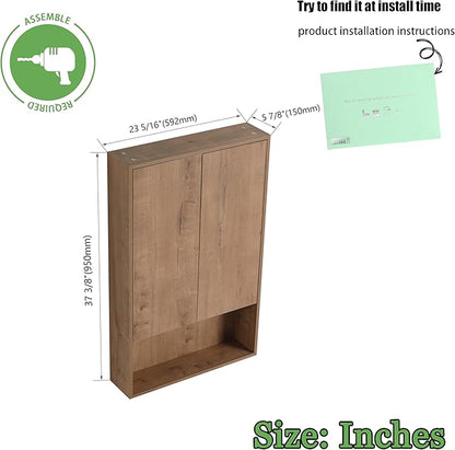 72" Bathroom Vanity Set, 72 Inch Modern Floating Vanity with 6 Doors and 1 Wall-Mounted Side Cabinet, Double Resin Sinks Wall Mount Cabinet Set, Open Storage Shelf, Imitative Oak