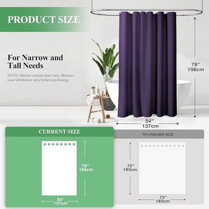Stall Waffle Shower Curtain 256 GSM Heavy Fabric 54x78 Purple | 54 x 78 Inch Long, Thick Cloth, Weighted Hem, Water Repellent, Hotel Luxury Polyester Shower Curtains for Bathroom 10 Hooks
