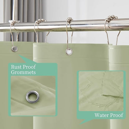 Mrs Awesome Sage Shower Curtain Liner with 3 Magnets, 72x72 | 12 Rustproof Grommets,Premium Flexible Sturdy Plastic Shower Curtain for Bathroom Lightweight & Waterproof,72W x 72H