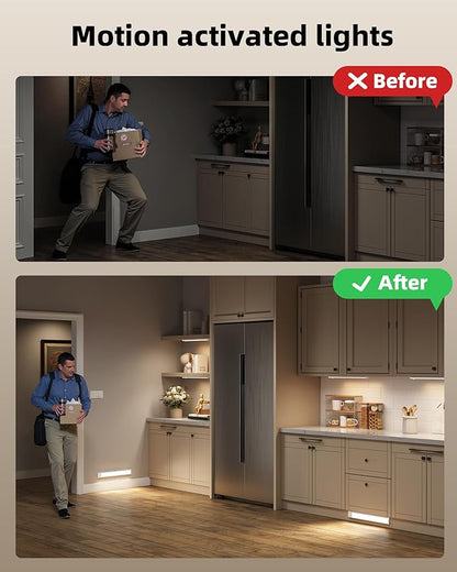 10inch Under Cabinet Lighting Wireless, 3-Pack Rechargeable Battery Motion Sensor Light Indoor, LED Closet Lights USB Charging,3 Color Dimmable Under Cabinet Lights for Kitchen, Cabinet, Wardrobe