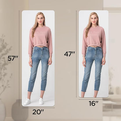 iCAGY Acrylic Full Body Self-Adhesive Shatterproof Mirror | Ultra-Thin, Lightweight, Frameless, Easy Install, Wall Mirror for Home Gym, Bedroom, Closet Door, Rectangle, 18"x 48", 1PCS