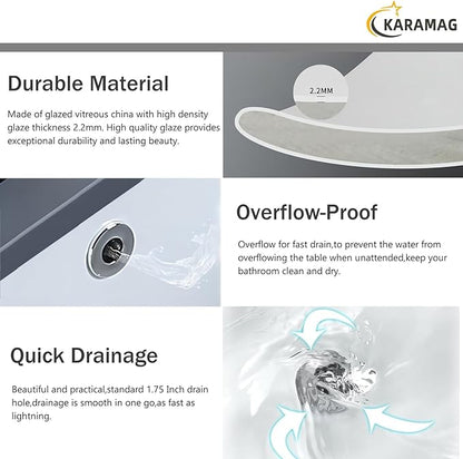 14 Inch Undermount Bathroom Sink Rectangle Small Undermount Sink White Ceramic Under Counter Bathroom Sinks with Overflow (14.0"x12.5")