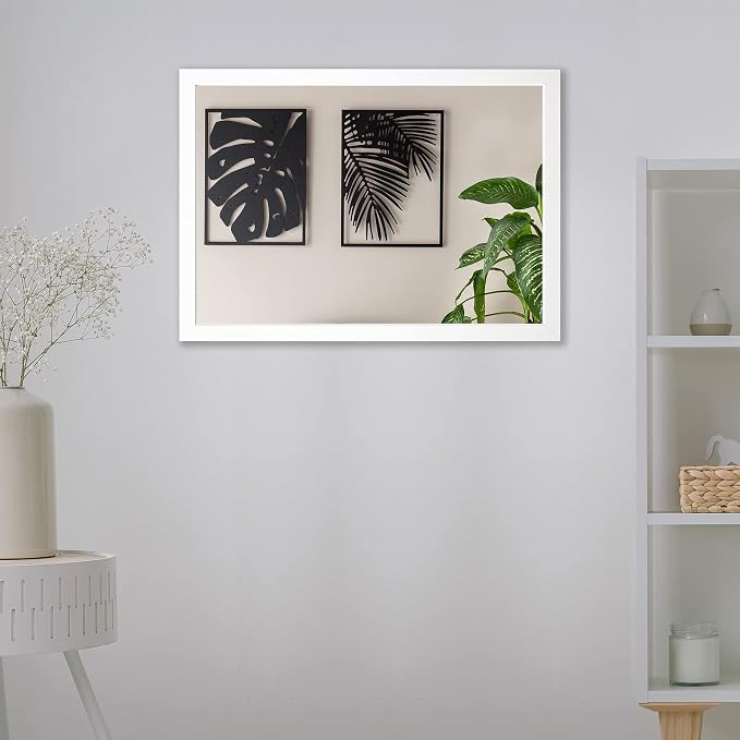 BOMINICA Rectangular Wall Mirror 24” x 36” Bathroom Mirror Framed Wall Mirror for Living Room, Vanity, White