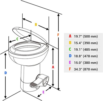 AW 20" High RV Camper Toilet with Bidet Spray Gravity Flush Elongated HDPE | Toilets for Motorhome Caravan
