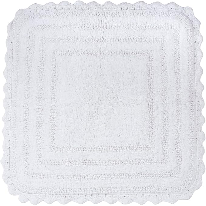 DII Crochet Collection Reversible Bath Mat, Square, 24x24, White