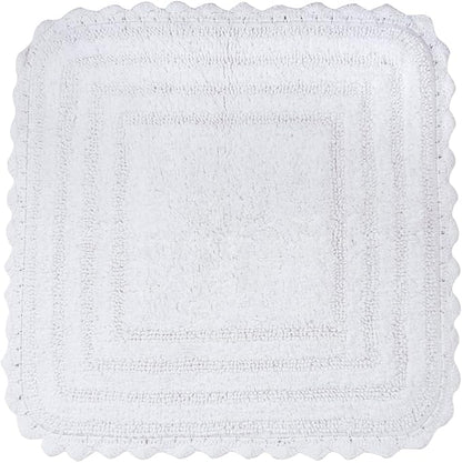 DII Crochet Collection Reversible Bath Mat, Square, 24x24, White