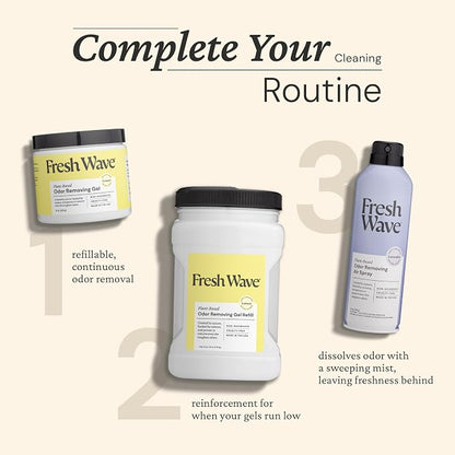 Fresh Wave Lemon Odor Eliminator Gel 2Pk 15 oz - Air Freshener for Home | Lasts 30-60 days. Plant-based odor absorber. No perfumes or harsh chemicals. Bathroom & closet deoderizer. Refills available.
