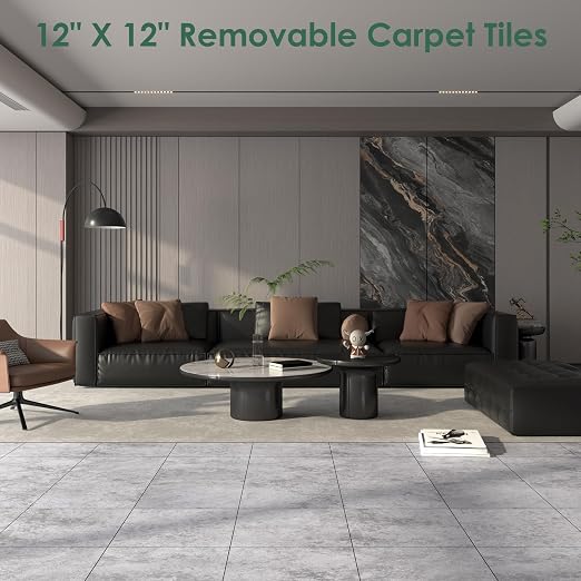 VallisCo 30-Piece Peel and Stick Floor Tiles, 12x12 Covers 30 Sq. Ft. Waterproof Vinyl Flooring, Renter-Friendly Self-Adhesive Floor Stickers for Kitchen, Bathroom, RV, Basement & Home DIY Dark Gray