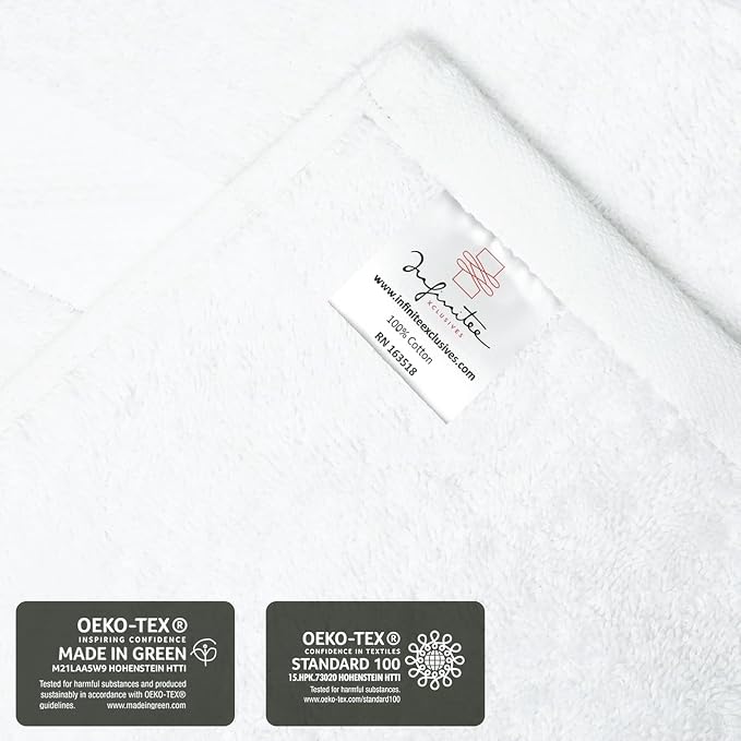 Infinitee Xclusives 100% Cotton Luxury Wash Cloths for Showering - 4 Pack | Washcloths [13x13] - Soft and Absorbent Face Towels for Bathroom Wash Clothes - Gym, Spa & Hotel Use