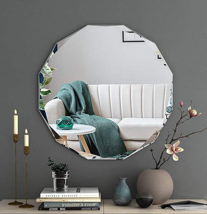 20x20 Inch Bathroom Mirrors for Over Sink, Round Frameless Mirrors for Wall | Beveled Bathroom Mirror, Bathroom Vanity Circle Mirror for Bedroom Living Room Entryway Home Decor