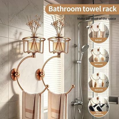 2-Pack Gold Towel & Candle Holder – Rustproof Wall Hooks Set for Bathroom Decor.