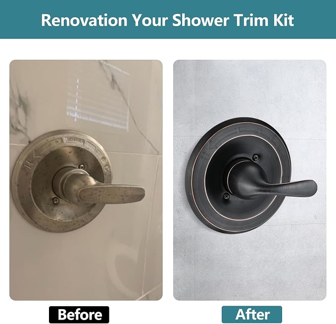 Shower Trim Kit Compatible with 13/14 Series, Shower Cover Plate with Handle, Oil Rubbed Bronze(Valve& Catridge Not Inclued)
