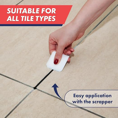 Tile Grout Repair Kit, Refresh Tile Grout Filler (8.8 oz, Black) | Restore & Renew Tile Joints, Fast-Drying Grout Sealer & Paint, Squeeze Tube for Bathroom, Shower & Kitchen Floors, Waterproof