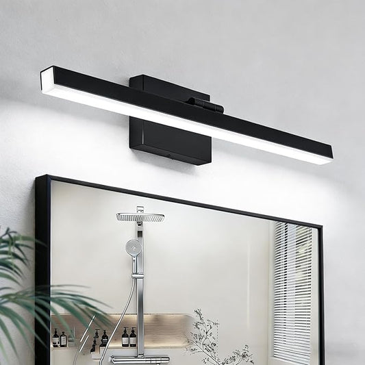 IZORRO Modern Bathroom Vanity Light 24 inch, Rotatable, 16W Dimmable Led Bathroom Light Fixture Over Mirror, Black Vanity Light Bar (Cool White 6000K)